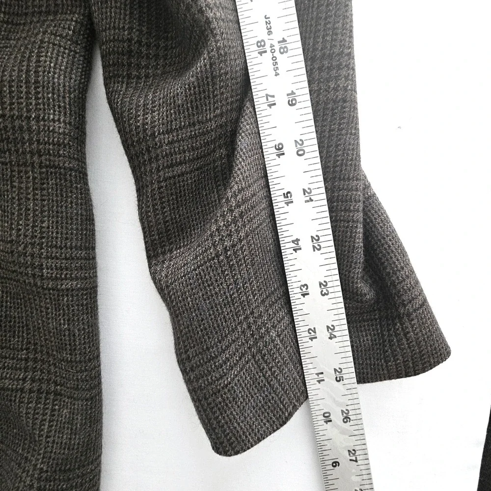 Joseph & Feiss Mens 46 Long Blazer 100% Lambswool Brown Glen Plaid Sport Coat